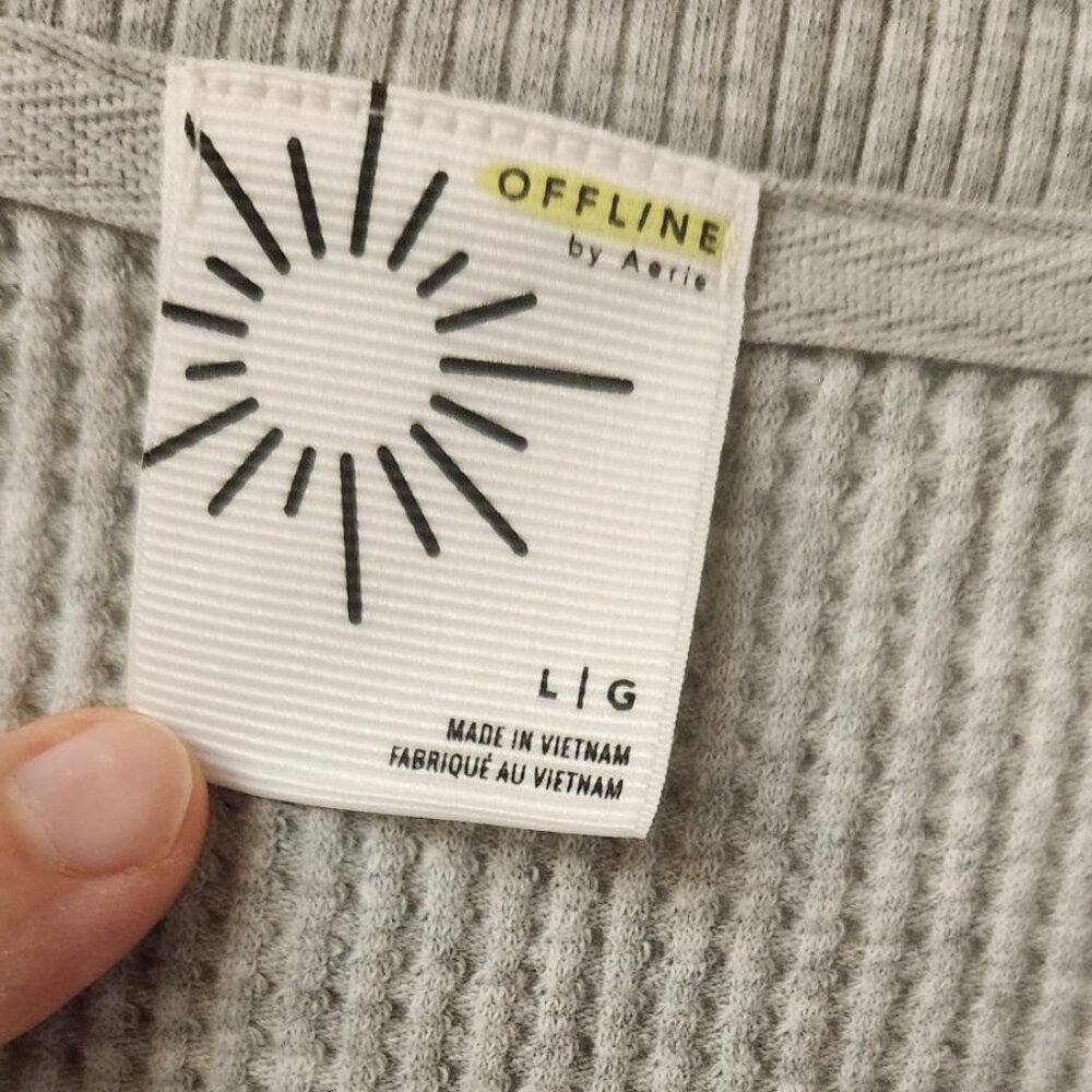 OFFLINE By AERIE Women's Gray Burst A Move Long Sleeve Thumbhole Oversize Top L - Picture 7 of 7